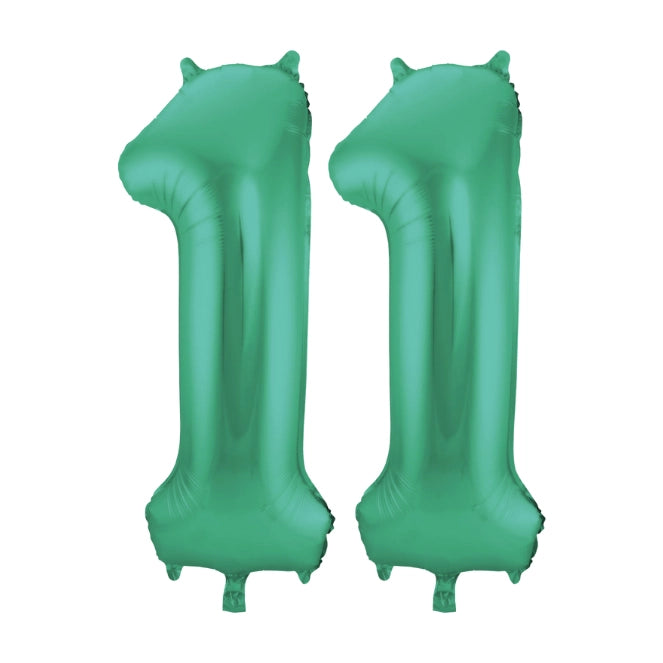 Folieballon 11 jaar metallic groen 86cm