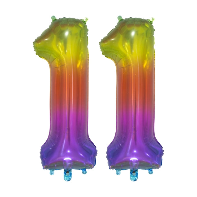 Folieballon 11 jaar Regenboog 76cm