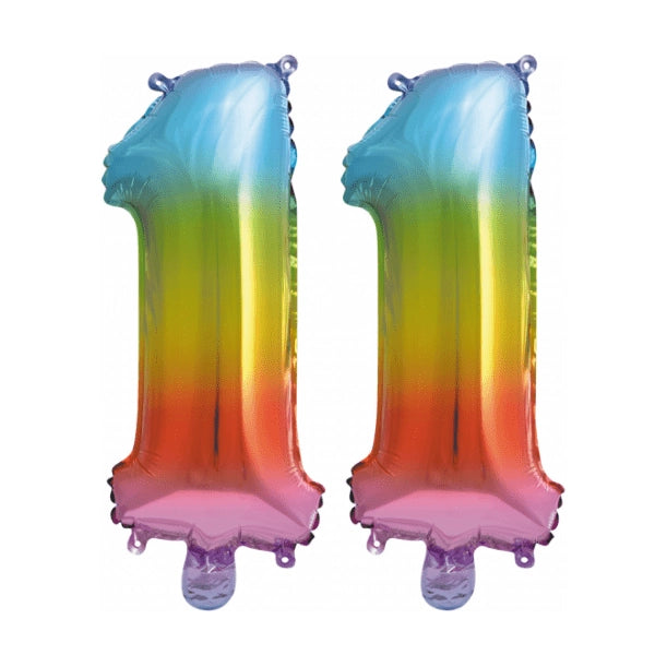 Folieballon 11 jaar Regenboog 86cm