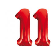 Folieballon 11 jaar rood 86cm