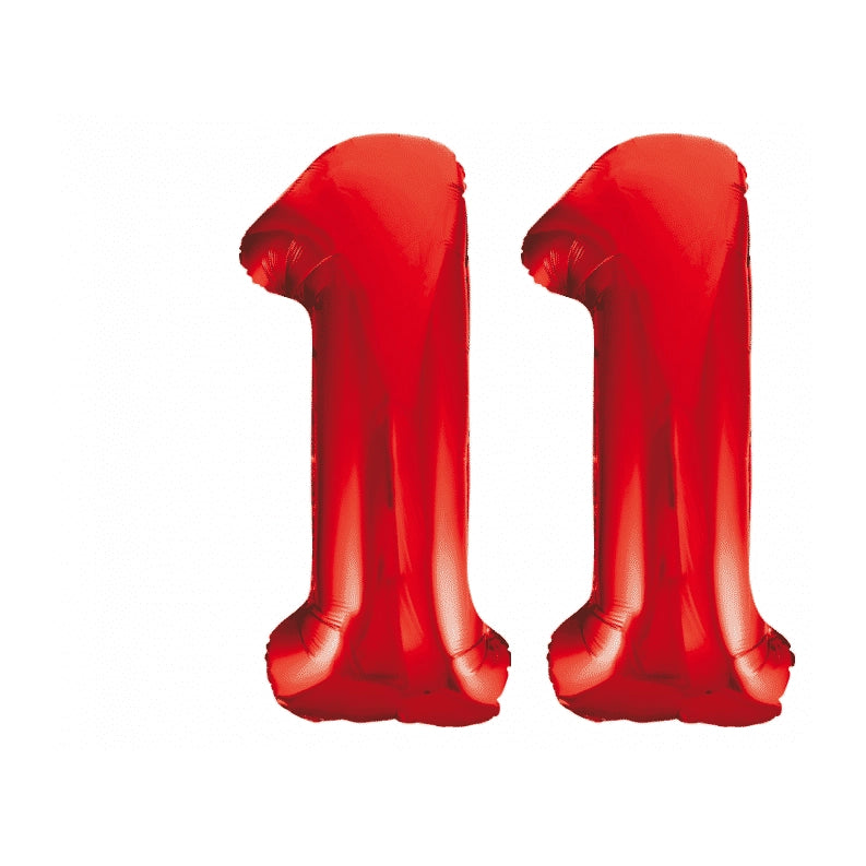 Folieballon 11 jaar rood 86cm