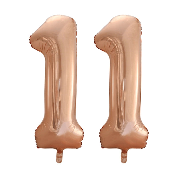 Folieballon 11 jaar Rosé Goud 86cm
