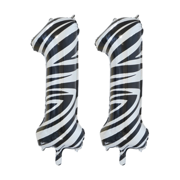 Folieballon 11 jaar zebra 86cm