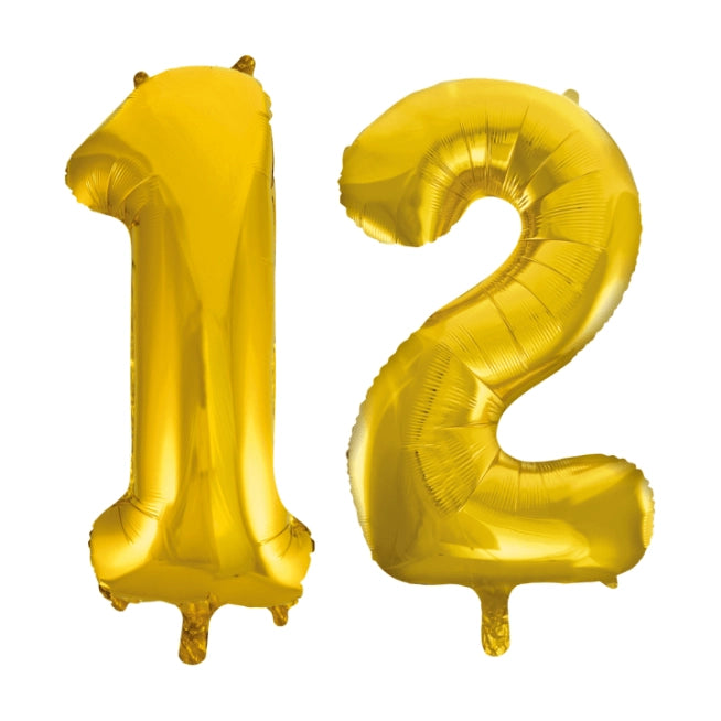 Folieballon 12 jaar Goud 86cm