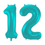 Folieballon 12 jaar metallic pastel aqua mat 86cm