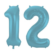 Folieballon 12 jaar metallic pastel blauw mat 86cm
