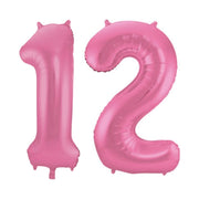 Folieballon 12 jaar metallic roze mat 86cm