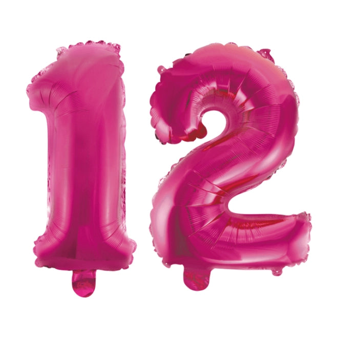 Folieballon 12 jaar roze 86cm