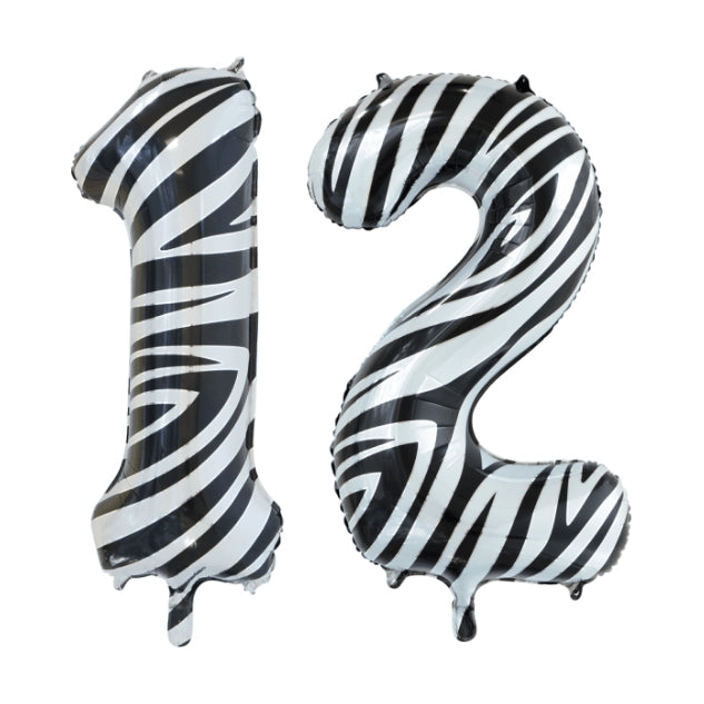 Folieballon 12 jaar zebra 86cm