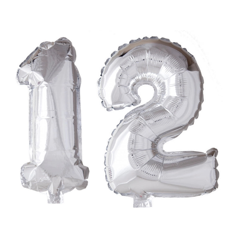 Folieballon 12 jaar Zilver 66cm
