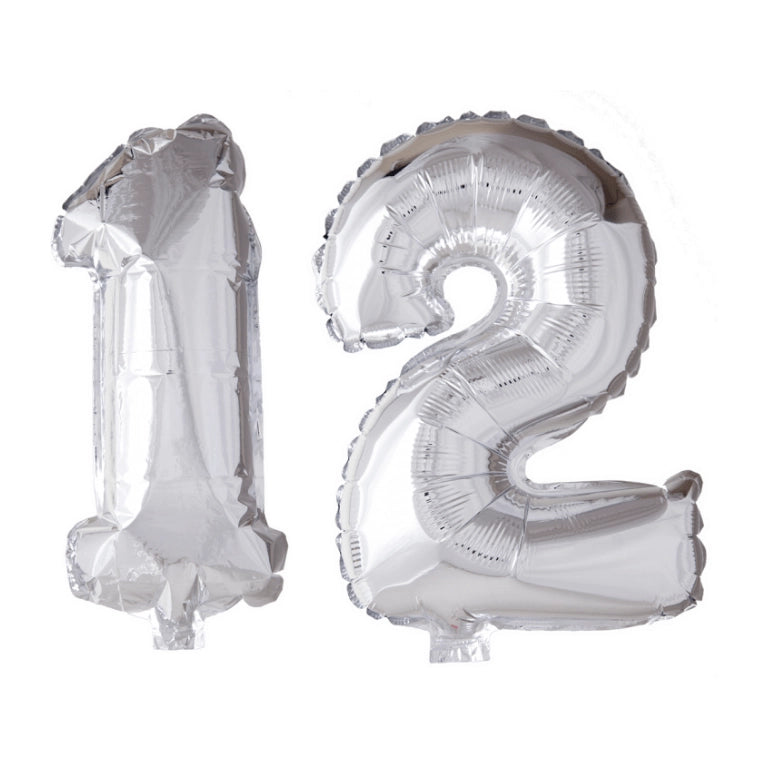 Folieballon 12 jaar zilver 86cm
