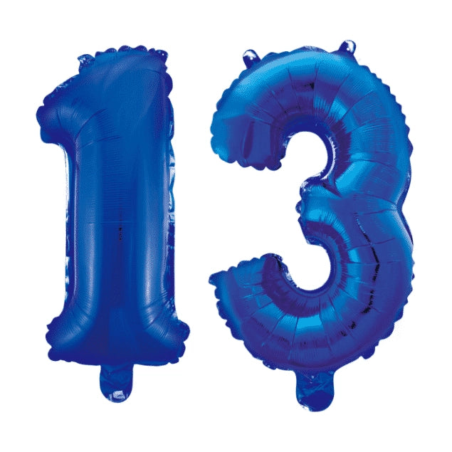 Folieballon 13 jaar blauw 41cm
