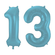 Folieballon 13 jaar metallic pastel blauw mat 86cm