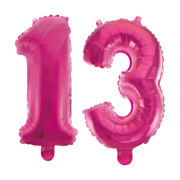 Folieballon 13 jaar roze 41cm