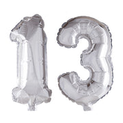 Folieballon 13 jaar zilver 86cm