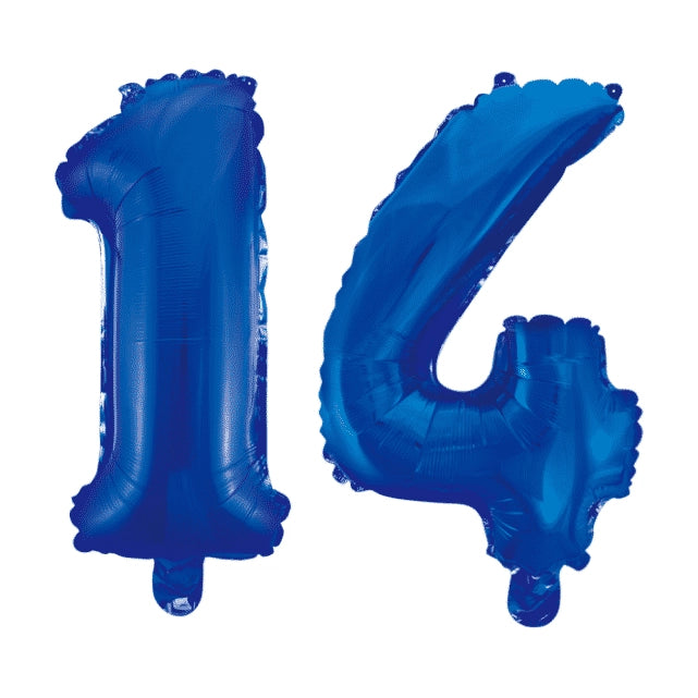 Folieballon 14 jaar blauw 86cm