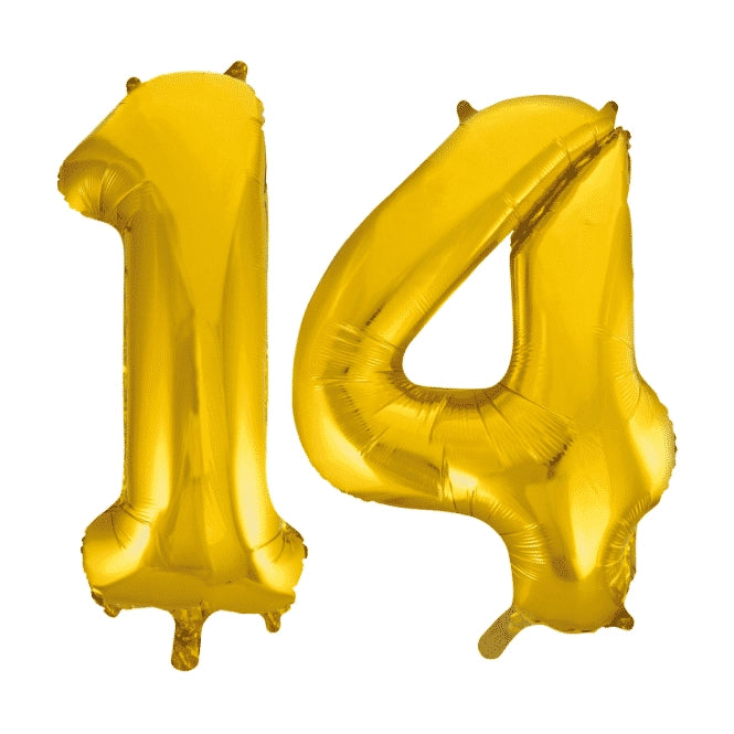 Folieballon 14 jaar Goud 41cm