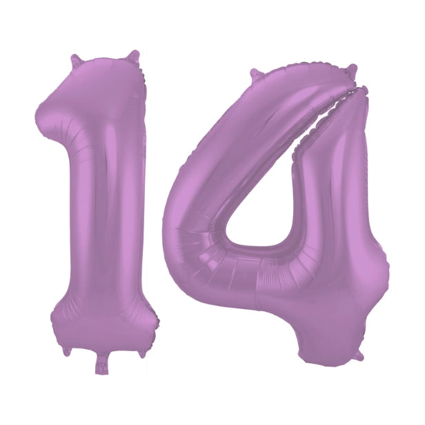 Folieballon 14 jaar metallic paars 86cm