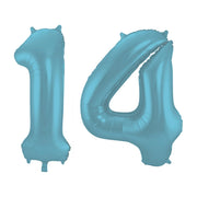 Folieballon 14 jaar metallic pastel blauw mat 86cm