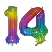 Folieballon 14 jaar Regenboog 76cm