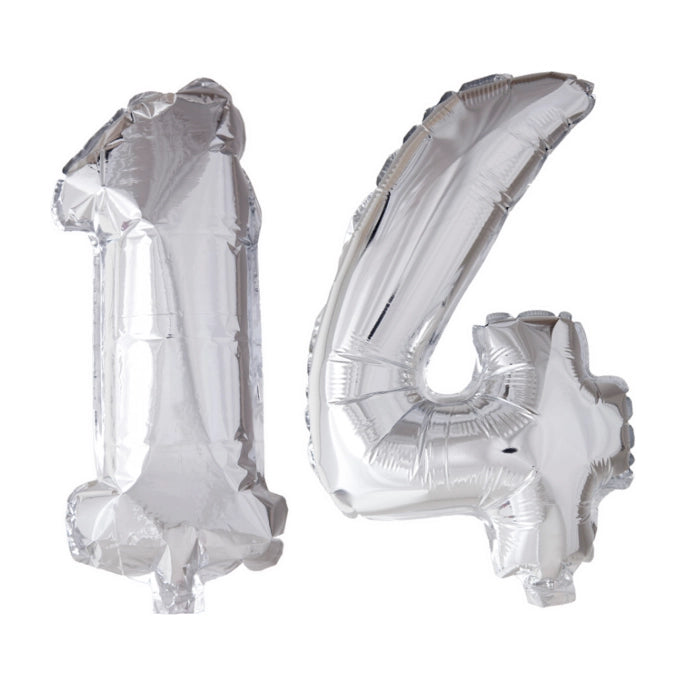 Folieballon 14 jaar Zilver 66cm
