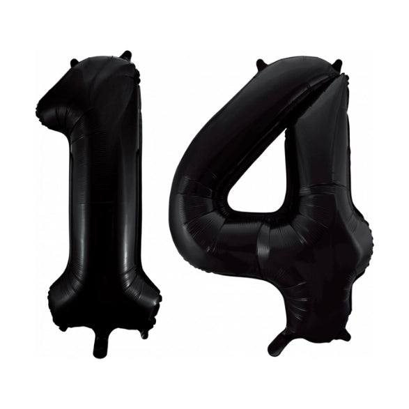 Folieballon 14 jaar zwart 86cm