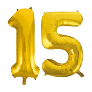 Folieballon 15 jaar Goud 86cm