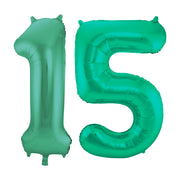 Folieballon 15 jaar metallic groen 86cm