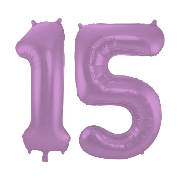 Folieballon 15 jaar metallic paars 86cm