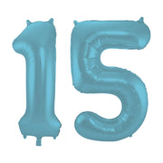 Folieballon 15 jaar metallic pastel blauw mat 86cm