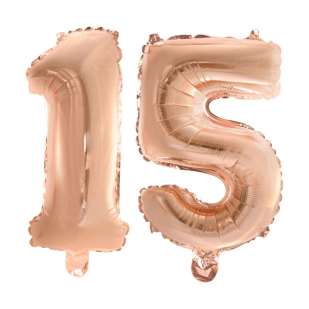 Folieballon 15 jaar Rosé Rosé Goud 41cm