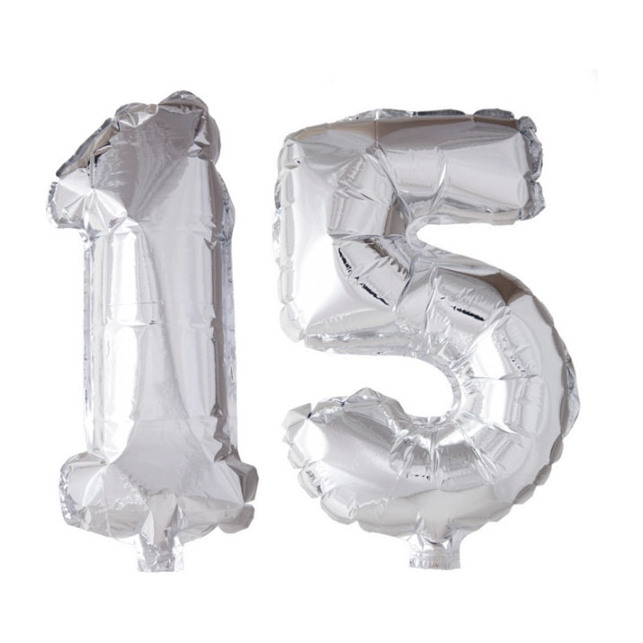 Folieballon 15 jaar Zilver 66cm