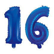 Folieballon 16 jaar blauw 86cm