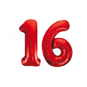 Folieballon 16 jaar rood 86cm
