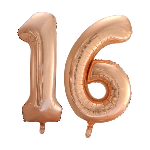 Folieballon 16 jaar Rose Goud 66cm