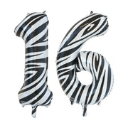 Folieballon 16 jaar zebra 86cm