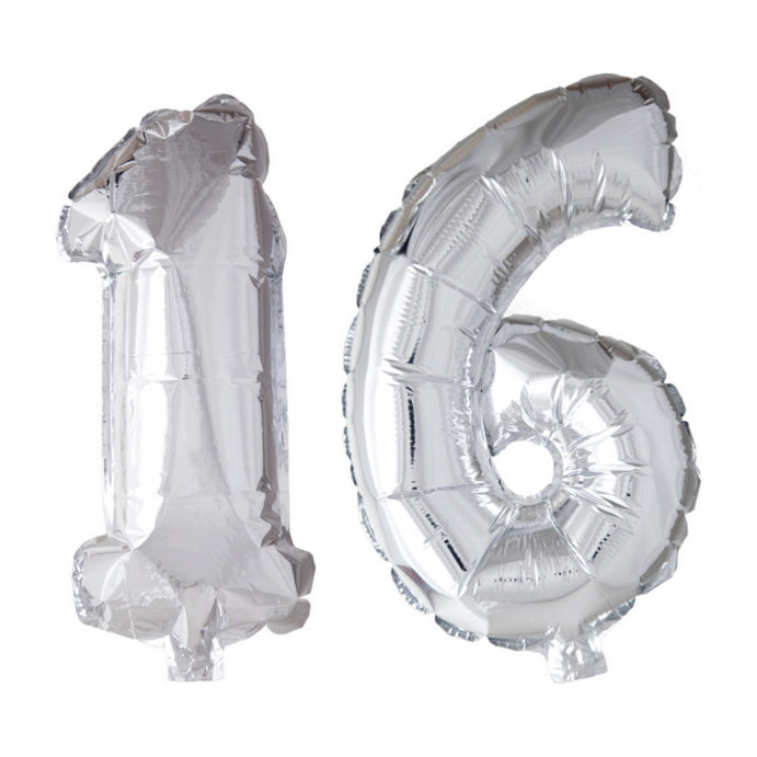 Folieballon 16 jaar Zilver 66cm