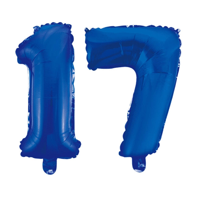 Folieballon 17 jaar blauw 41cm