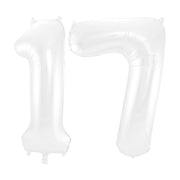 Folieballon 17 jaar metallic wit 86cm