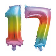 Folieballon 17 jaar Regenboog 86cm