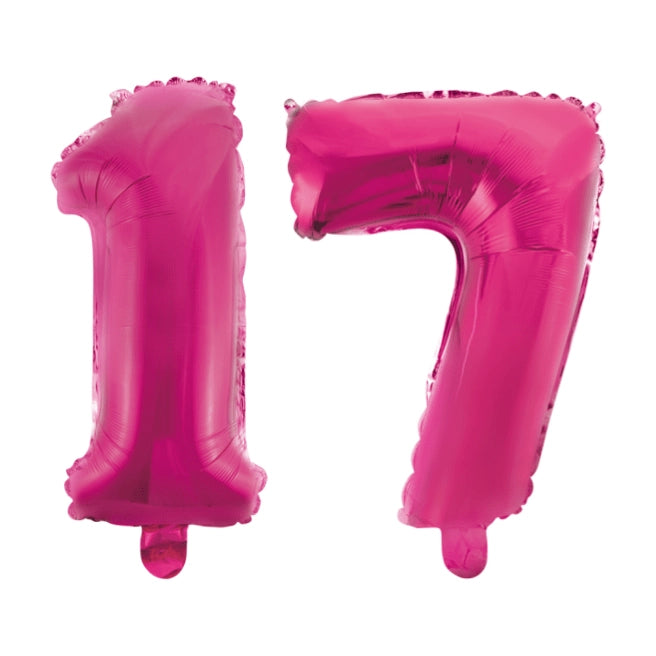 Folieballon 17 jaar roze 86cm