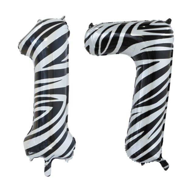 Folieballon 17 jaar zebra 86cm