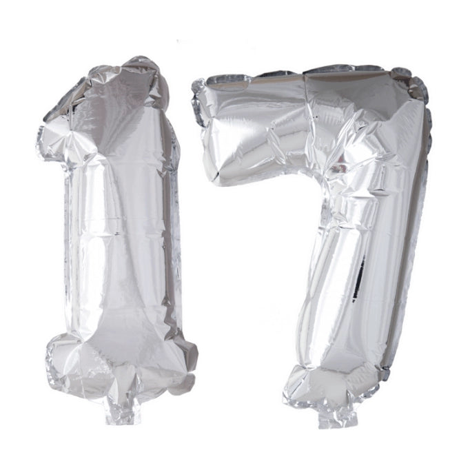Folieballon 17 jaar zilver 41cm
