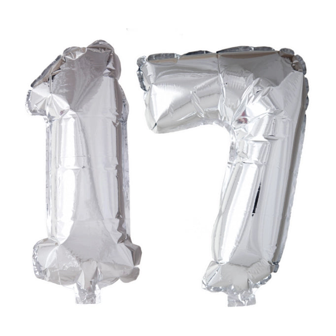 Folieballon 17 jaar Zilver 66cm