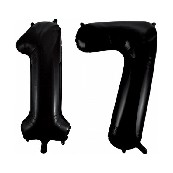 Folieballon 17 jaar zwart 41cm
