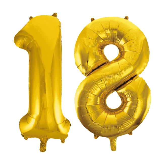 Folieballon 18 jaar Goud 41cm