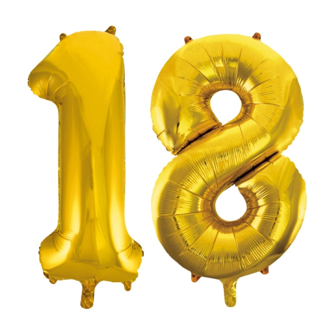 Folieballon 18 jaar Goud 66cm