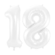 Folieballon 18 jaar metallic wit 86cm