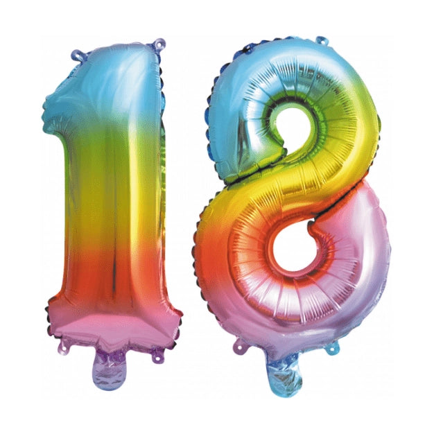 Folieballon 18 jaar Regenboog 86cm