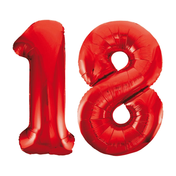 Folieballon 18 jaar rood 86cm